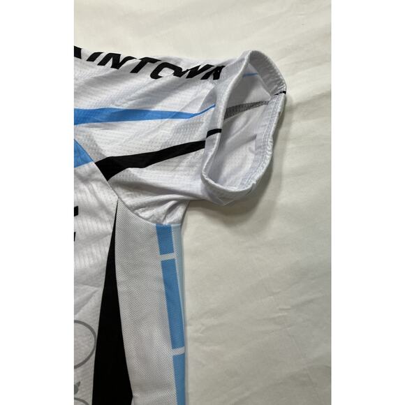 Xintown Bike Rider Jersey, Men's Large Blue & White Elastic Bottom - Picture 3 of 7